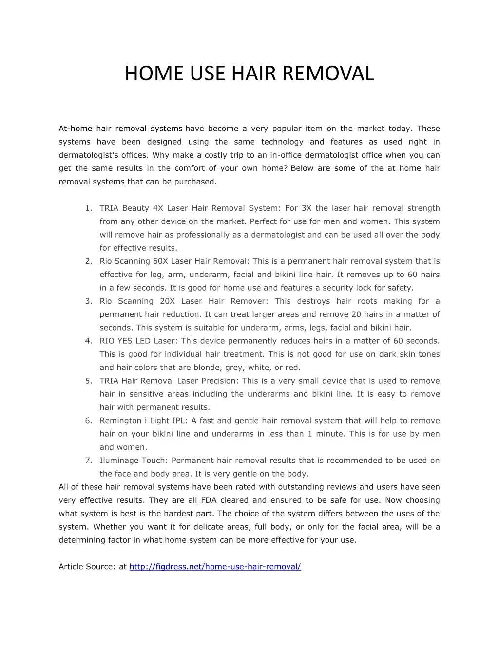 home use hair removal