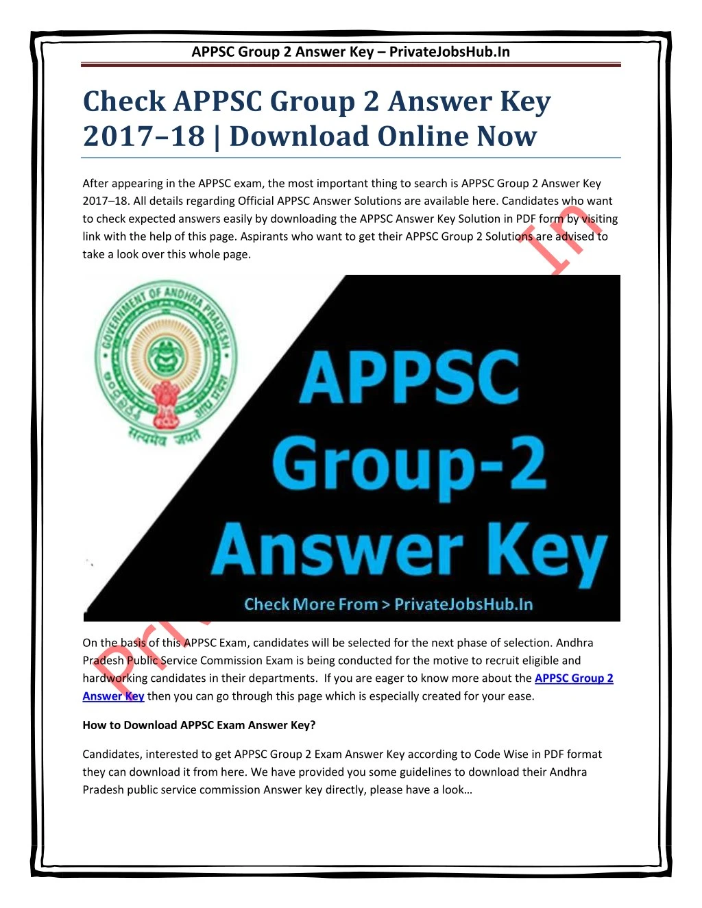 appsc group 2 answer key privatejobshub in