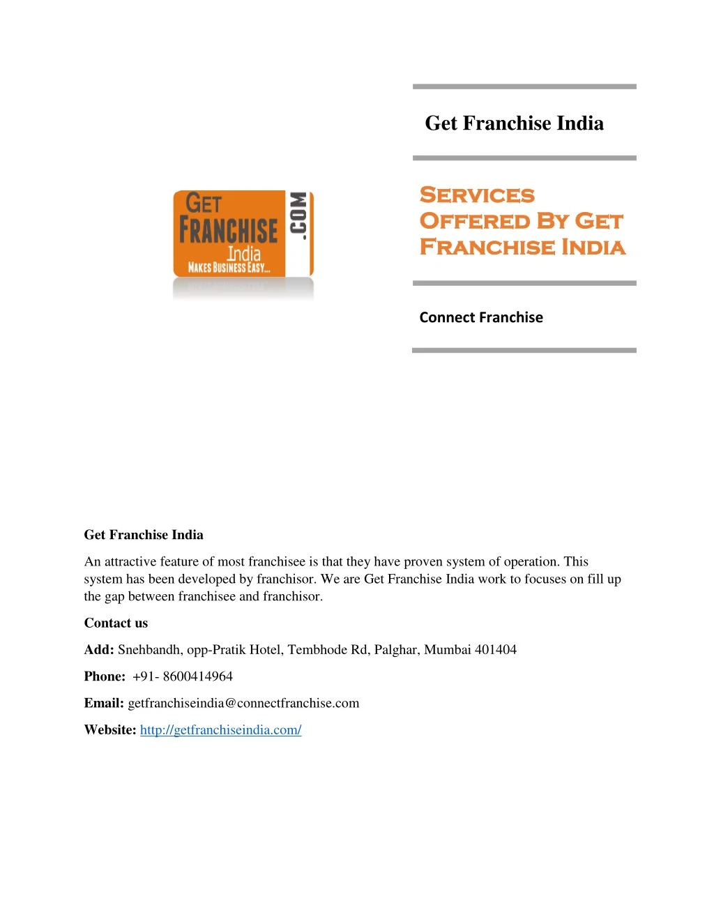 get franchise india