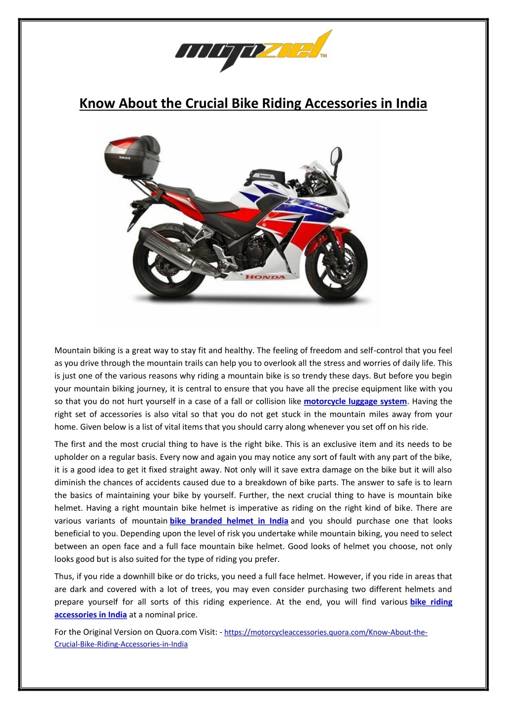 know about the crucial bike riding accessories