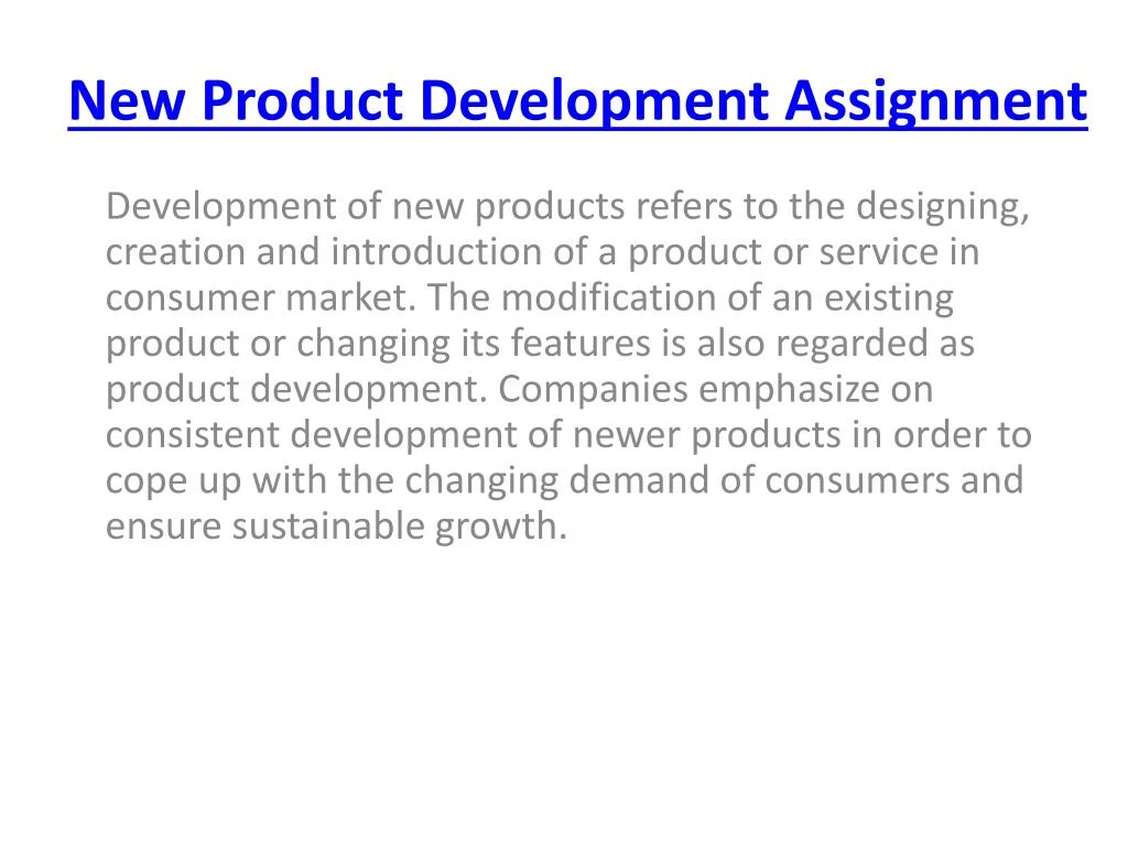 n ew product d evelopment a ssignment