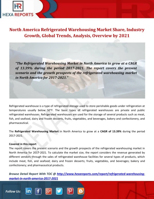 North America Refrigerated Warehousing Market Share, Industry Growth, Global Trends, Analysis, Overview by 2021