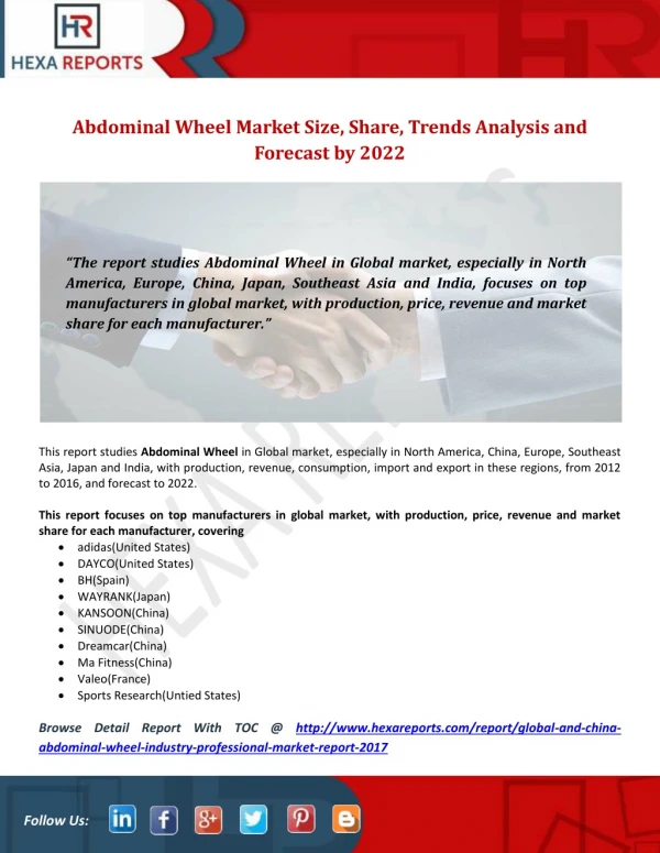 Abdominal Wheel Market Size, Share, Trends Analysis and Forecast by 2022
