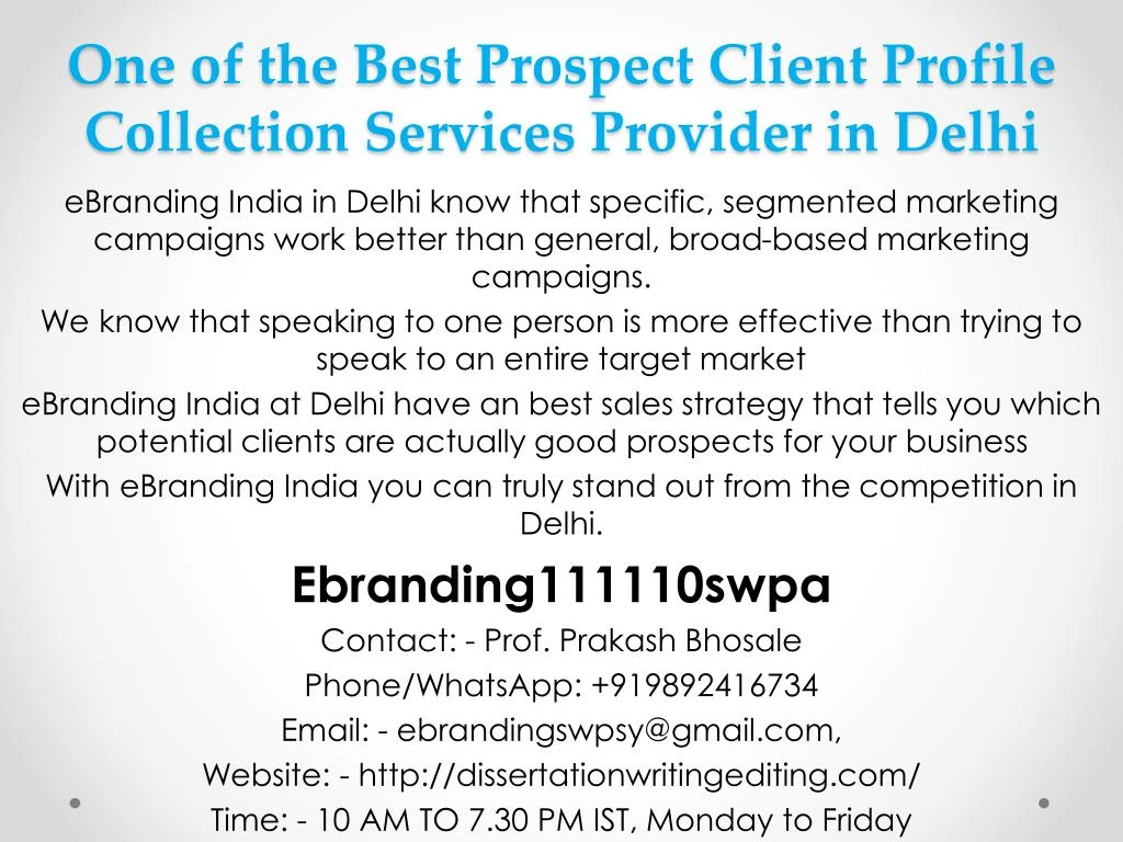 one of the best prospect client profile collection services provider in delhi