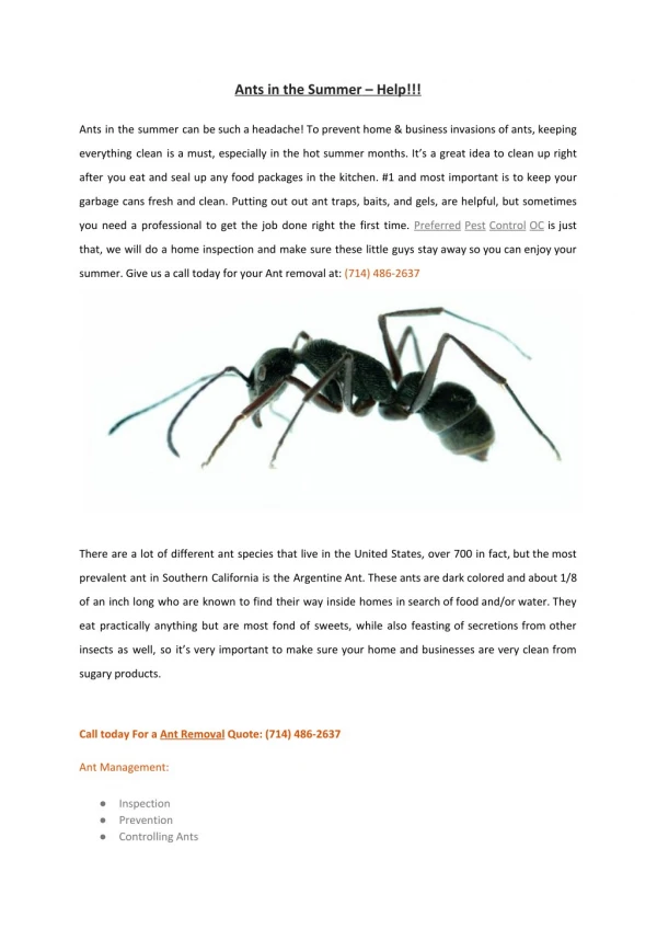Ant control: Ant Prevention and Removal Orange County