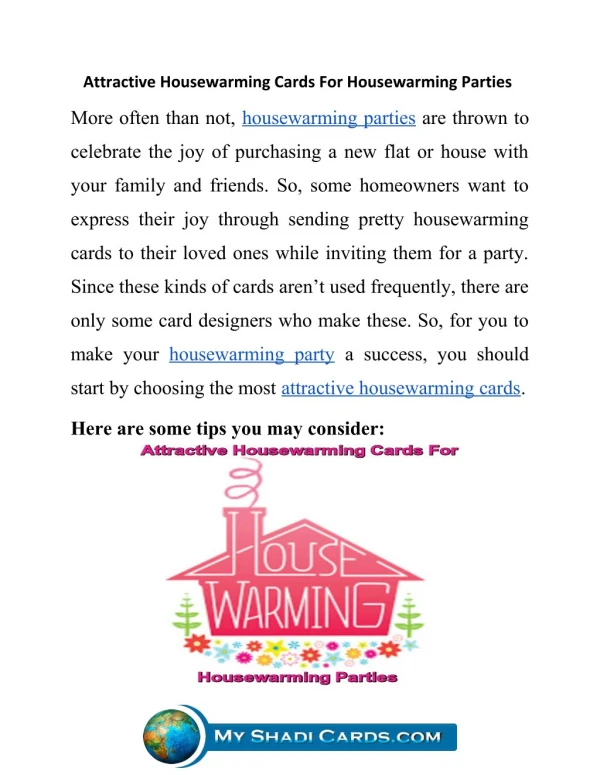 Attractive House Warming Cards For Housewarming Parties