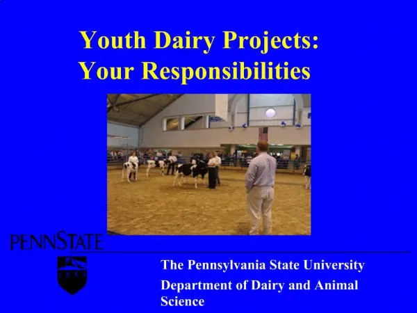 Youth Dairy Projects: Your Responsibilities