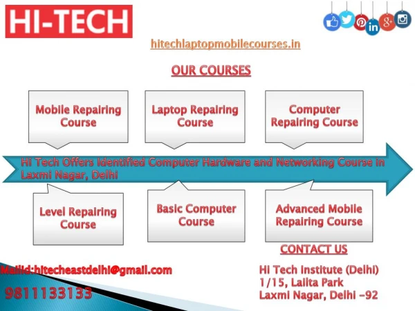 Hi Tech Offers Identified Computer Hardware and Networking Course in Laxmi Nagar, Delhi