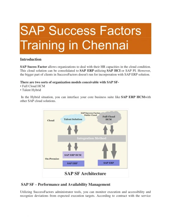 SAP Success Factors Training in Chennai