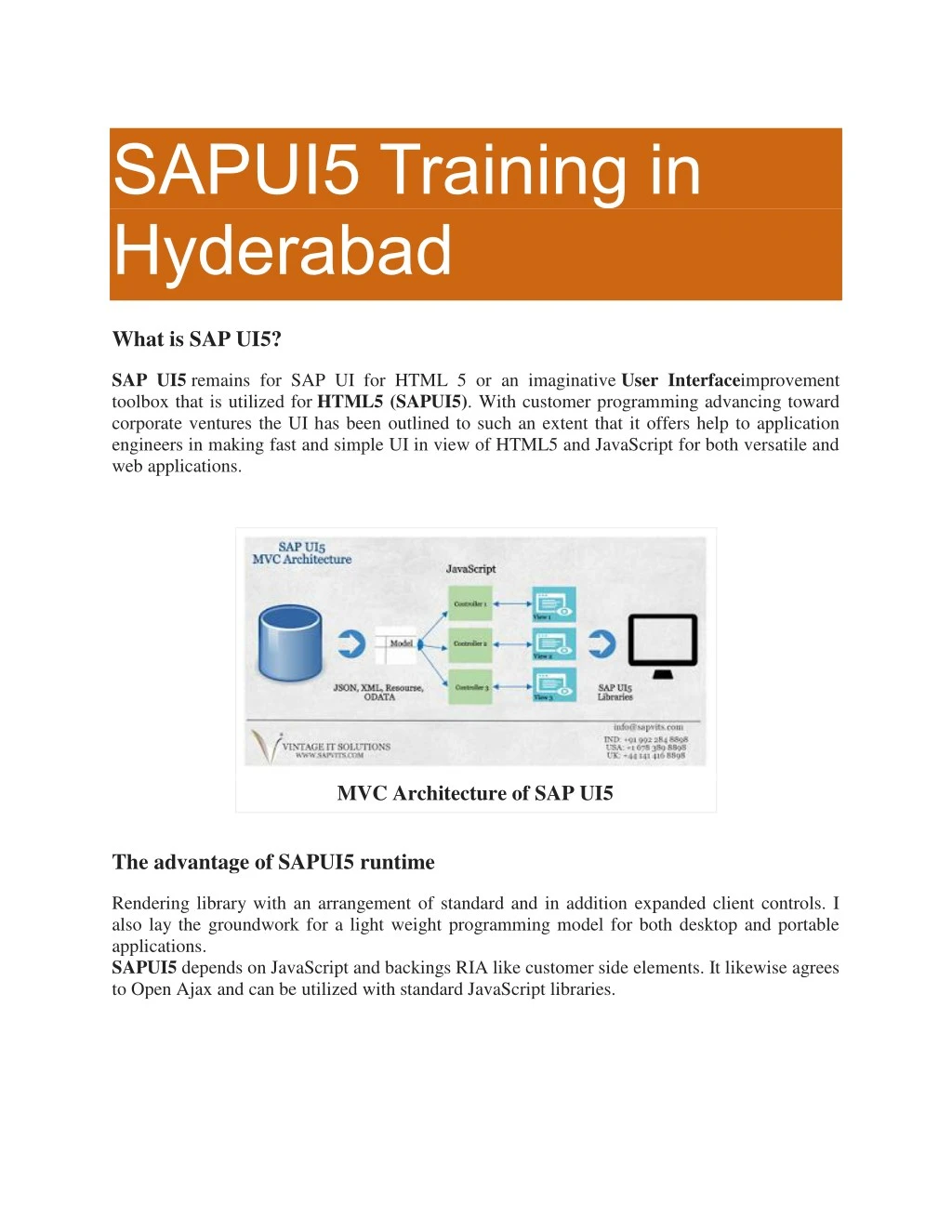 sapui5 training in hyderabad what