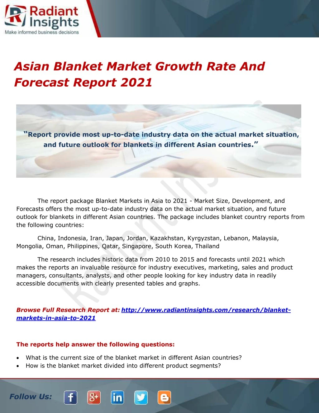 asian blanket market growth rate and forecast
