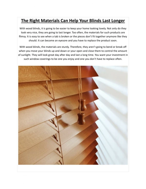 The Right Materials Can Help Your Blinds Last Longer – The Luxury Blind Company