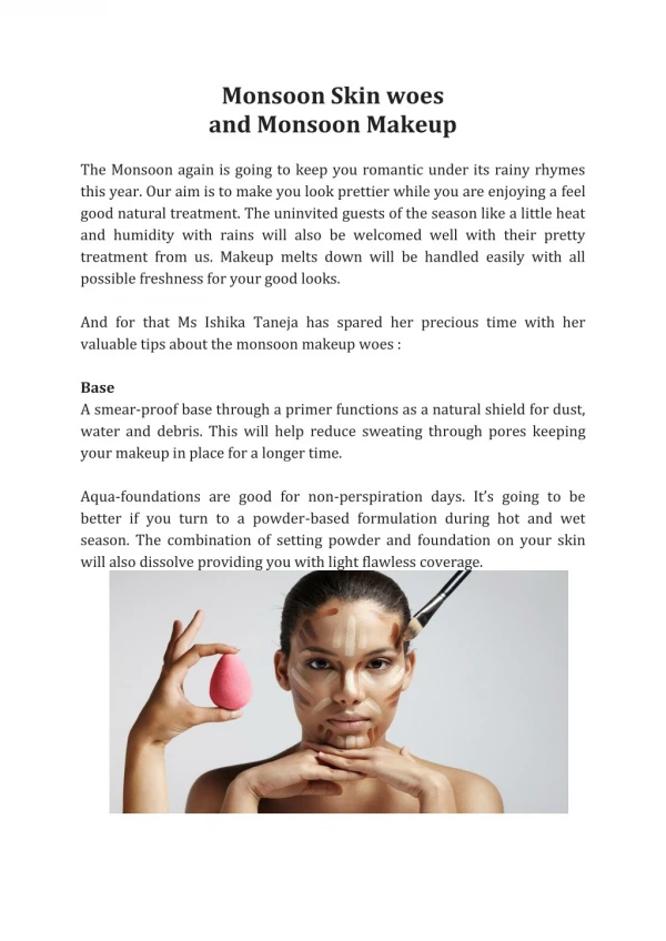 Monsoon Skin Care Tips by Bharti Taneja's ALPS