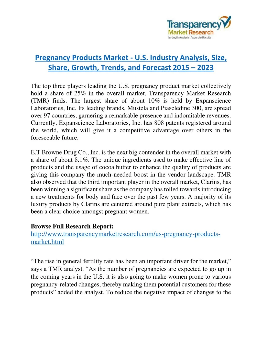 pregnancy products market u s industry analysis