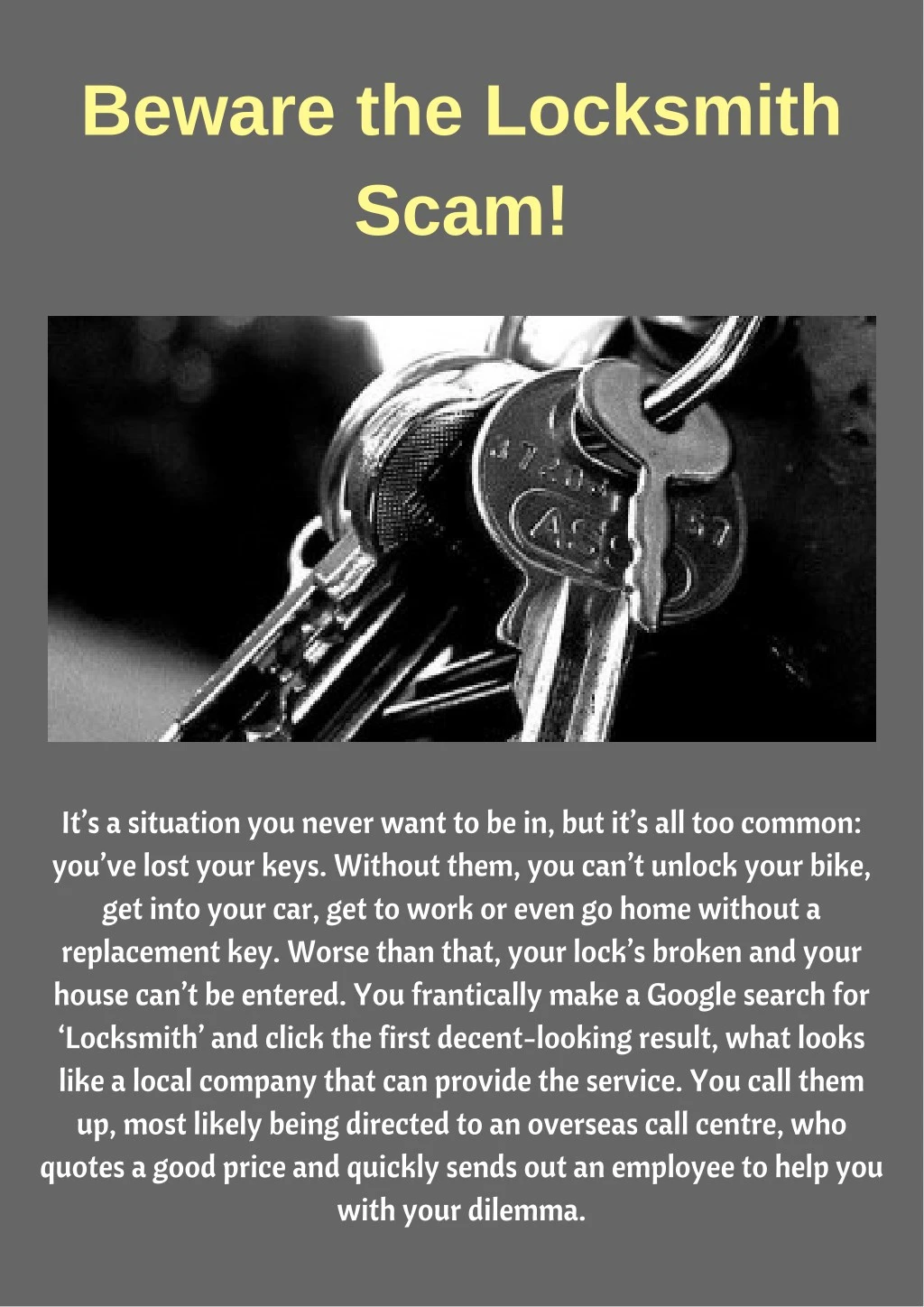 beware the locksmith scam