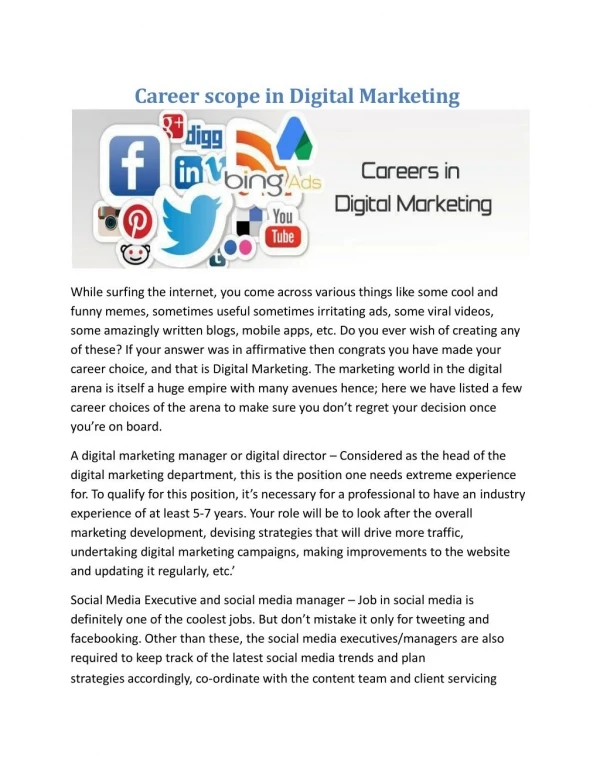 Career scope in Digital Marketing