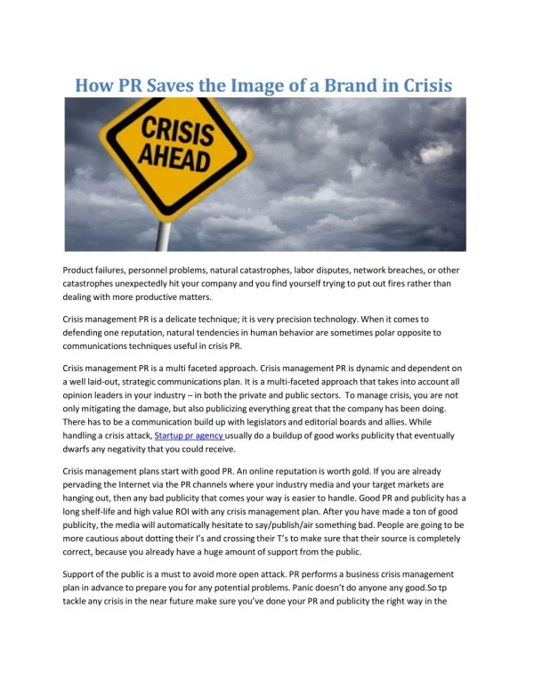 How PR Saves the Image of a Brand in Crisis