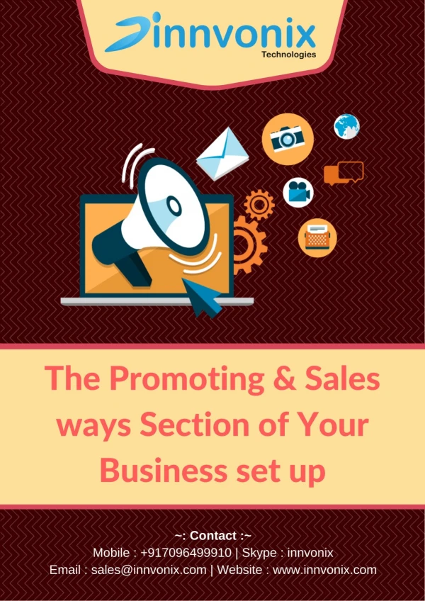 The Promoting & Sales ways Section of Your Business set up