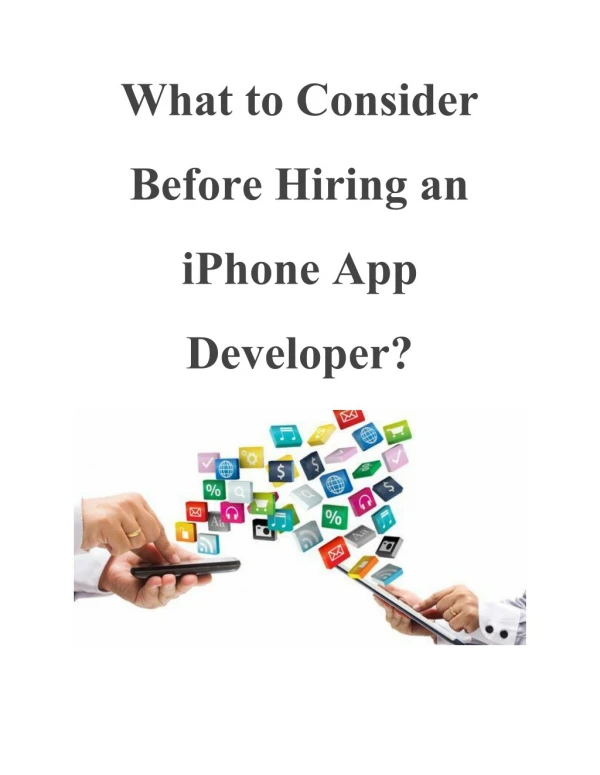 What to Consider Before Hiring an iPhone App Developer?