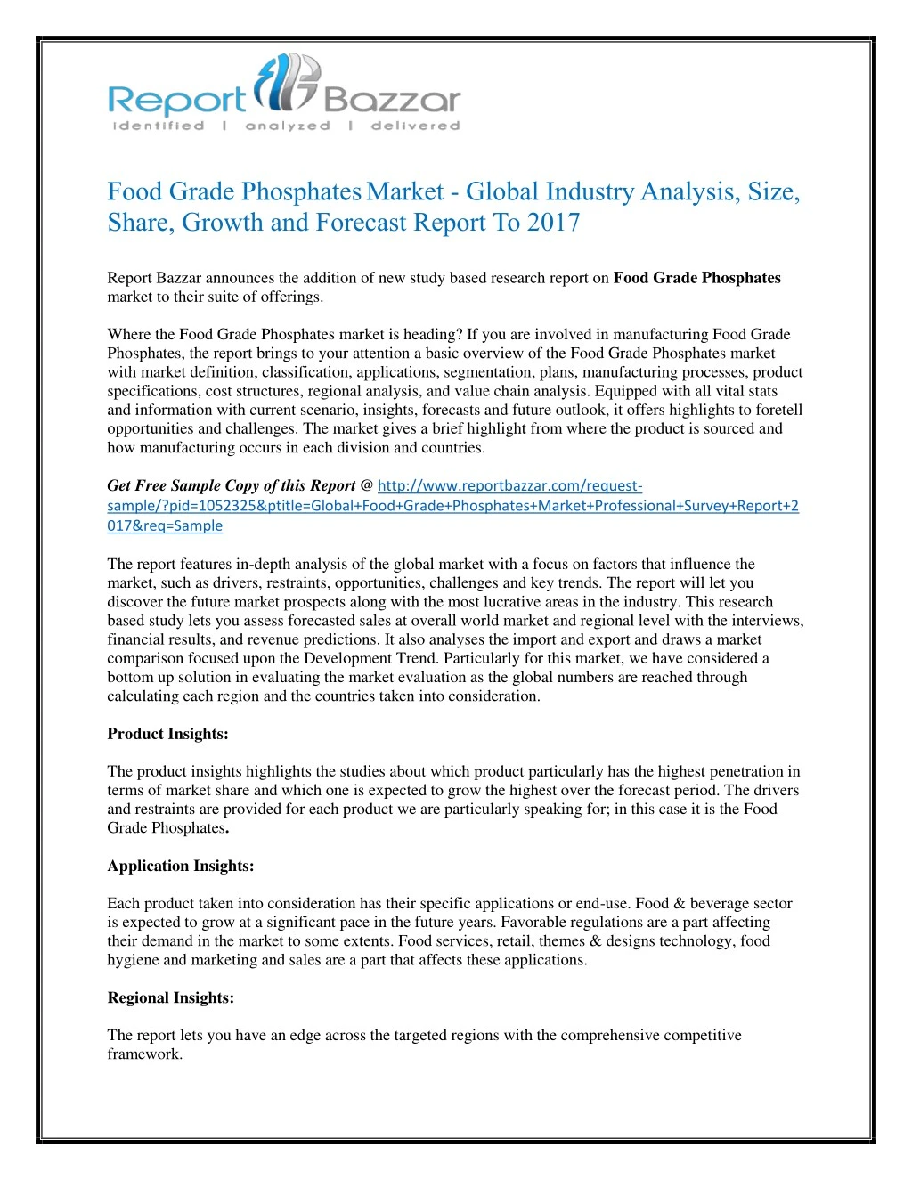 food grade phosphates market global industry