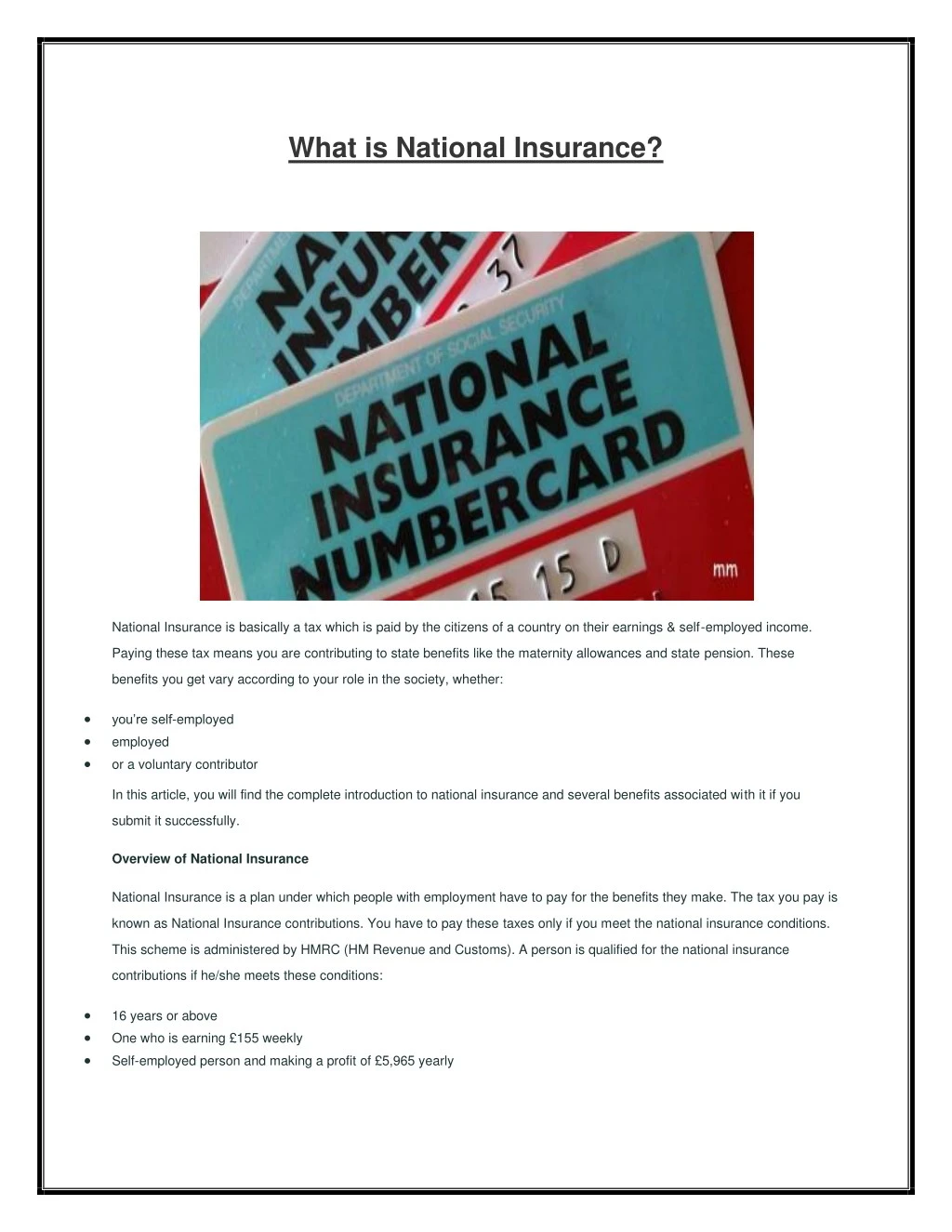 what is national insurance