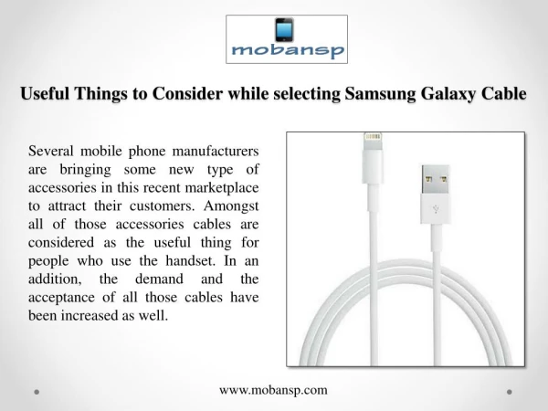 Useful Things to Consider while selecting Samsung Galaxy Cable
