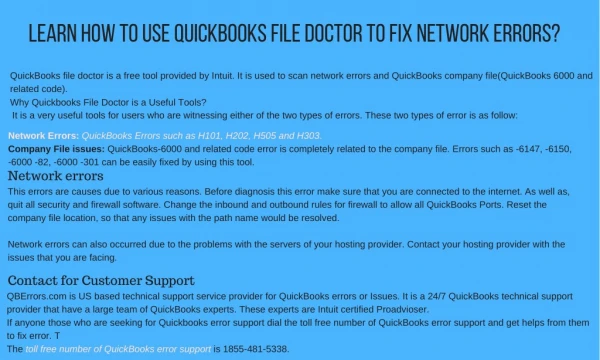 Learn How to use QuickBooks File Doctor to Fix Network Error?