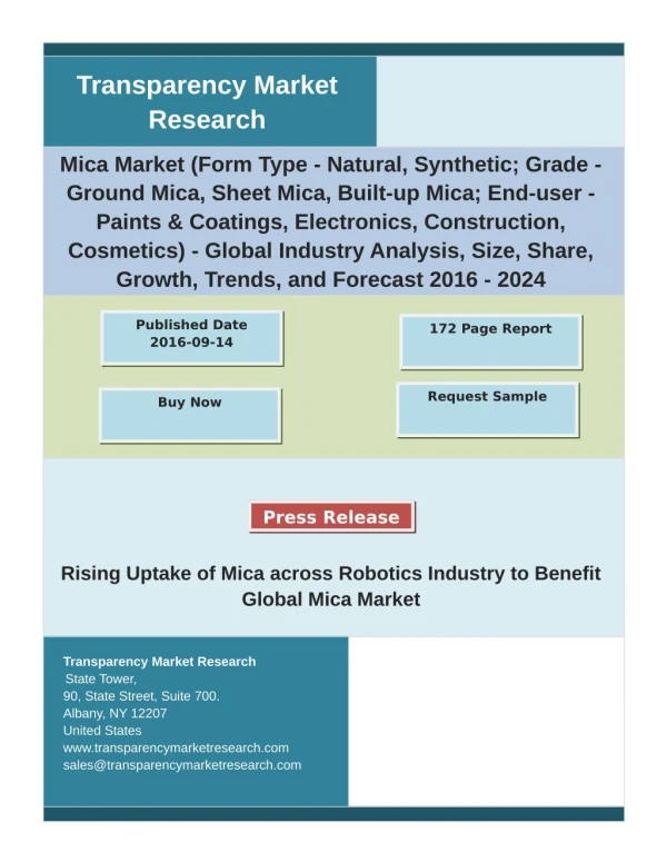 Mica Market - Growth, Development, Trends and Opportunities and Global Forecast 2024