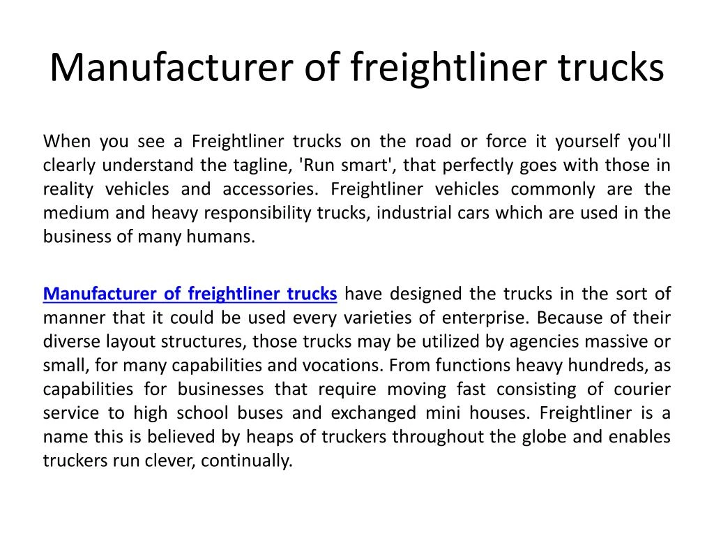 manufacturer of freightliner trucks