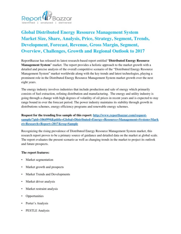 Distributed Energy Resource Management System Market to Record Ascending Growth by 2022