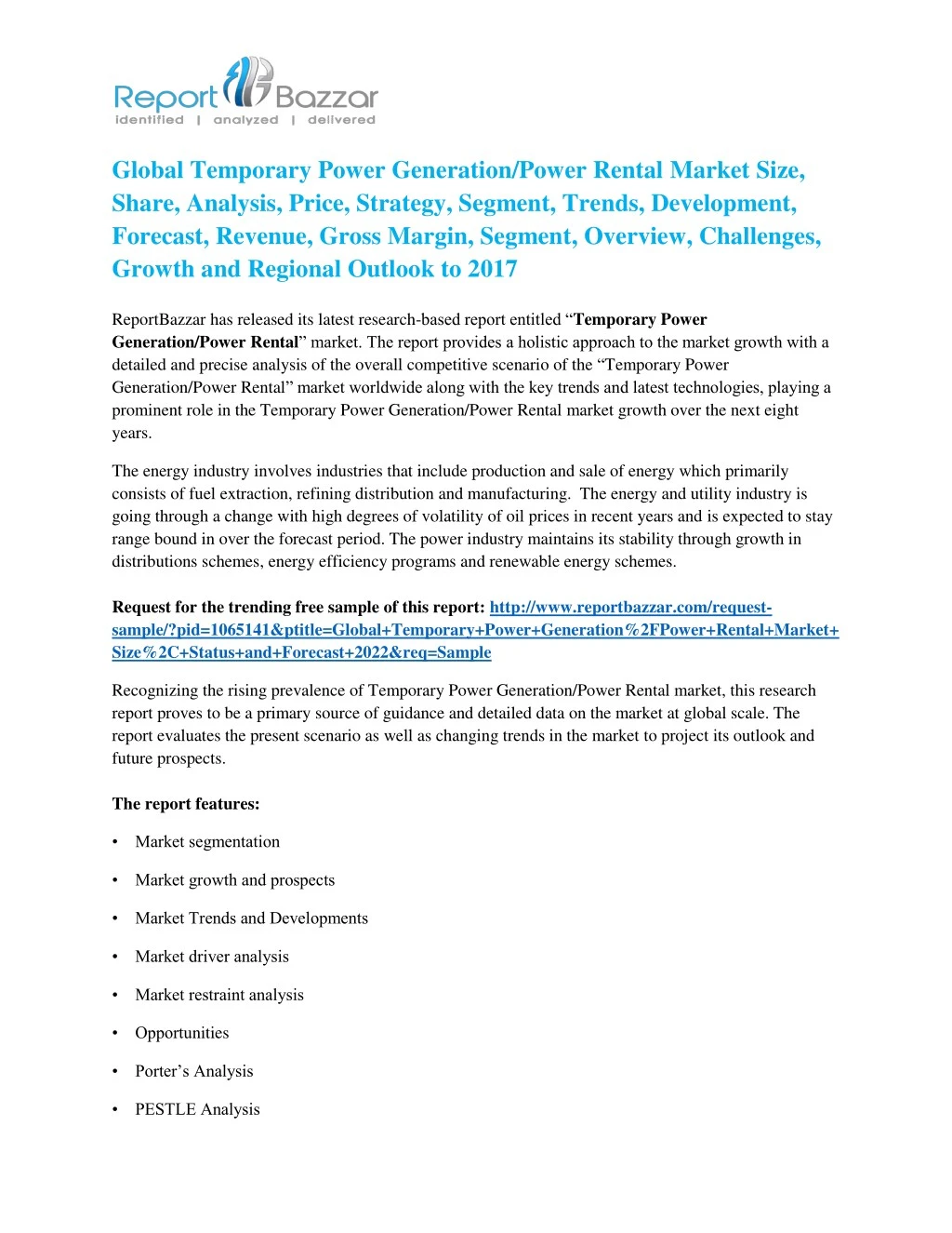 global temporary power generation power rental