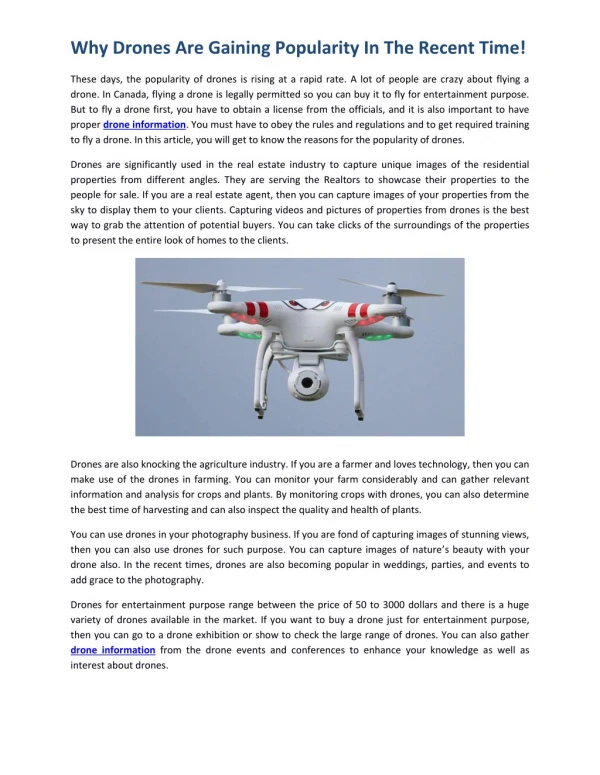 Why Drones Are Gaining Popularity In The Recent Time!