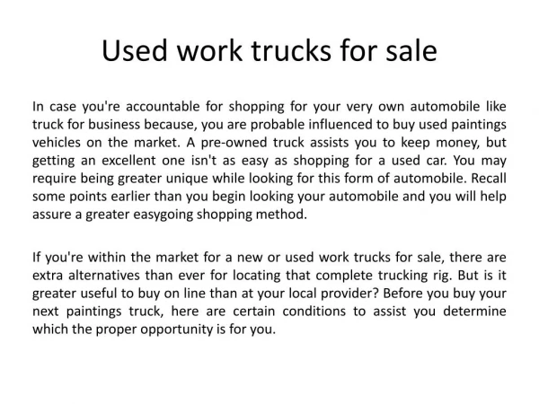 Used work trucks for sale