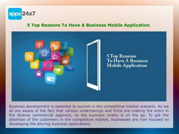 5 Top Reasons To Have A Business Mobile Application
