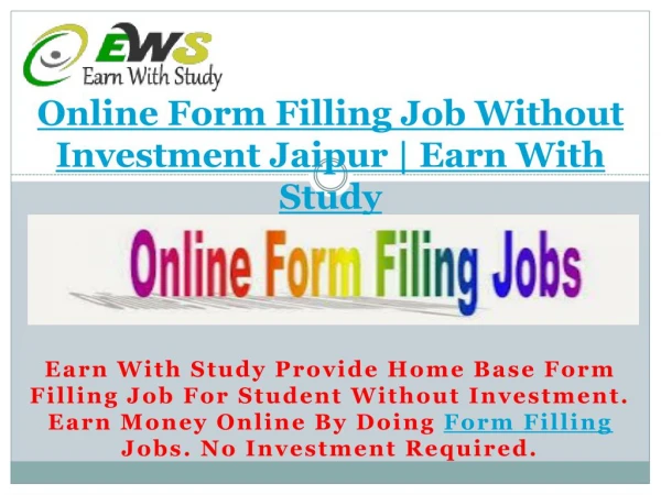 Online Form Filling Job Without Investment Jaipur