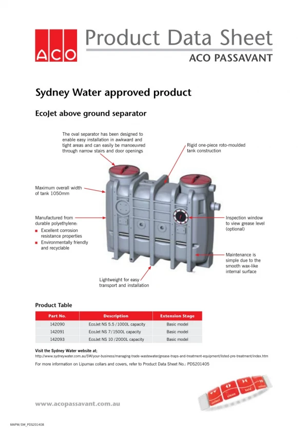 ACO Passavant - Sydney Water Approved Product