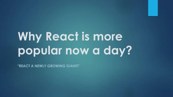 Why React is more popular now a days?