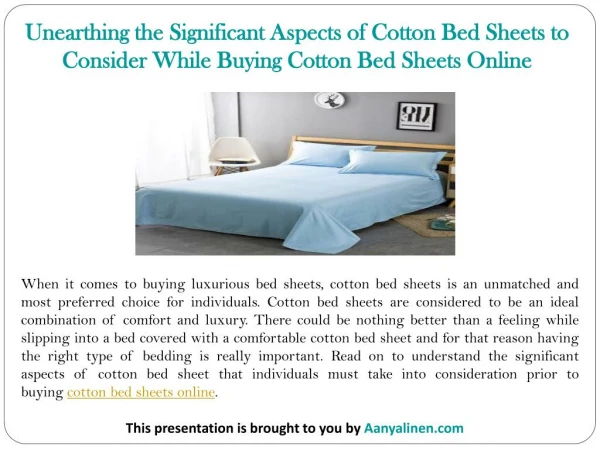 Unearthing the Significant Aspects of Cotton Bed Sheets to Consider While Buying Cotton Bed Sheets Online