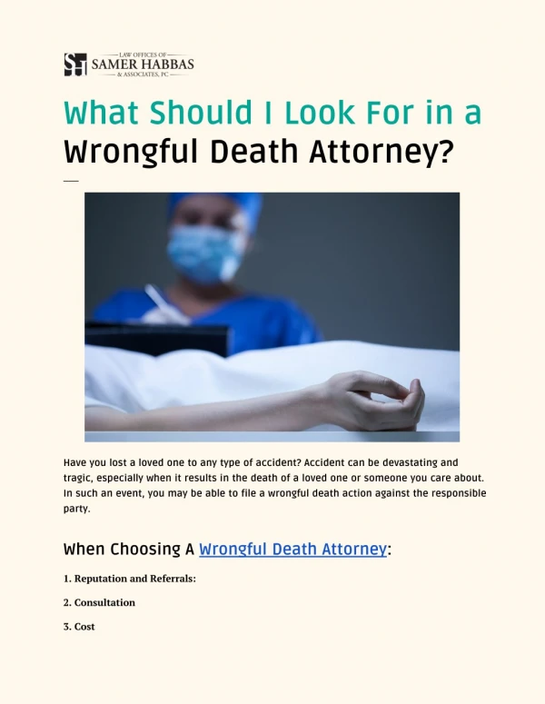What Should I Look For in a Wrongful Death Attorney?