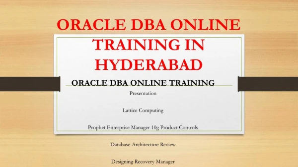 Oracle dba training in hyderabad