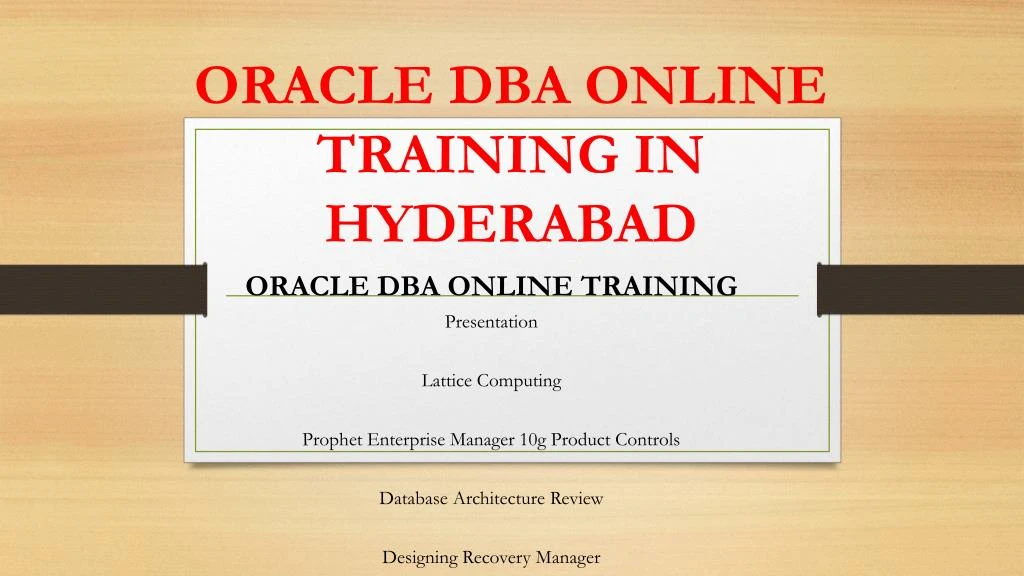oracle dba online training in hyderabad