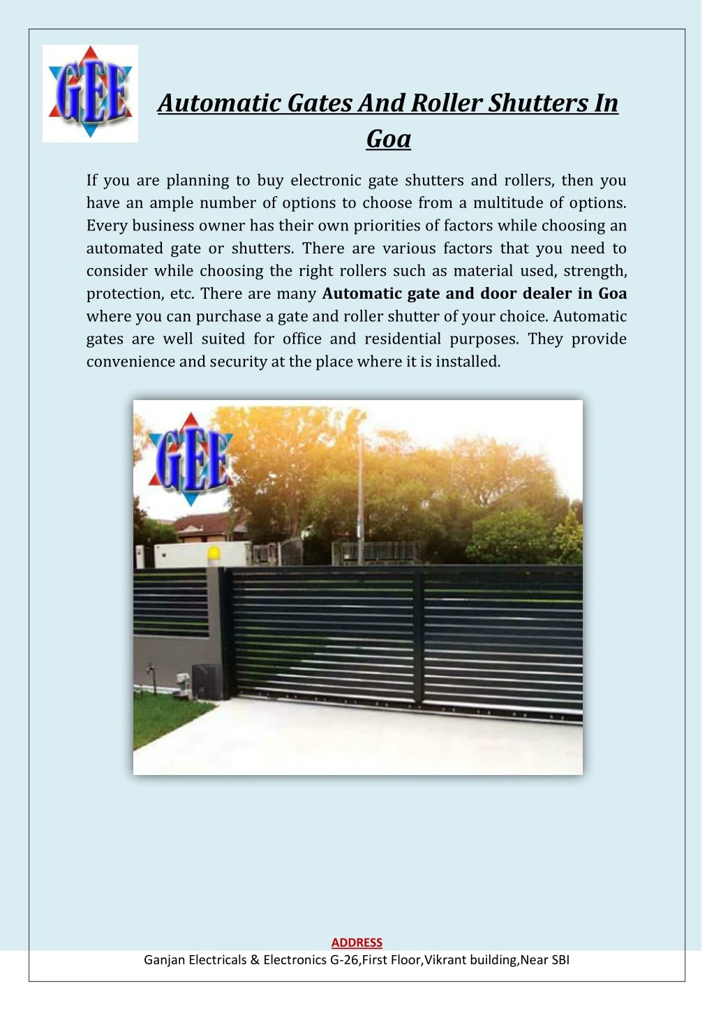 automatic gates and roller shutters in goa