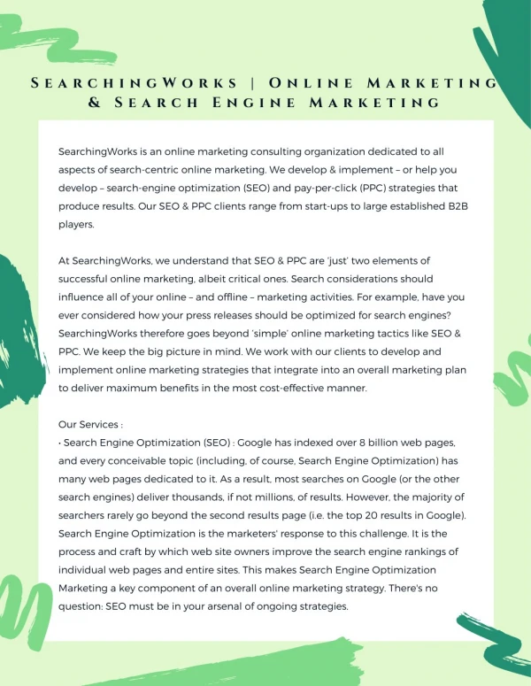 SearchingWorks Online Marketing & Search Engine Marketing