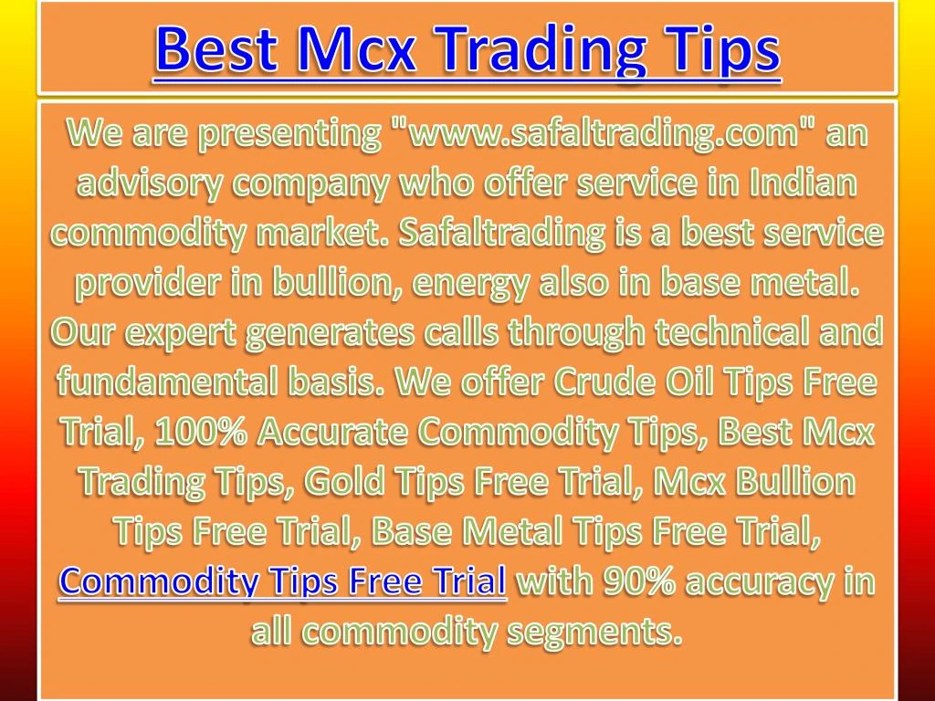 best mcx trading tips