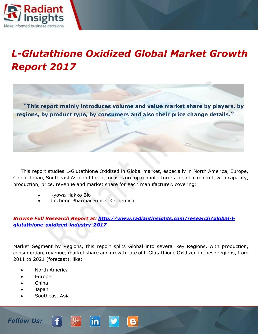 l glutathione oxidized global market growth