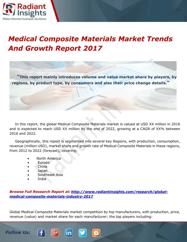 Medical Composite Materials Market Trends And Growth Report 2017