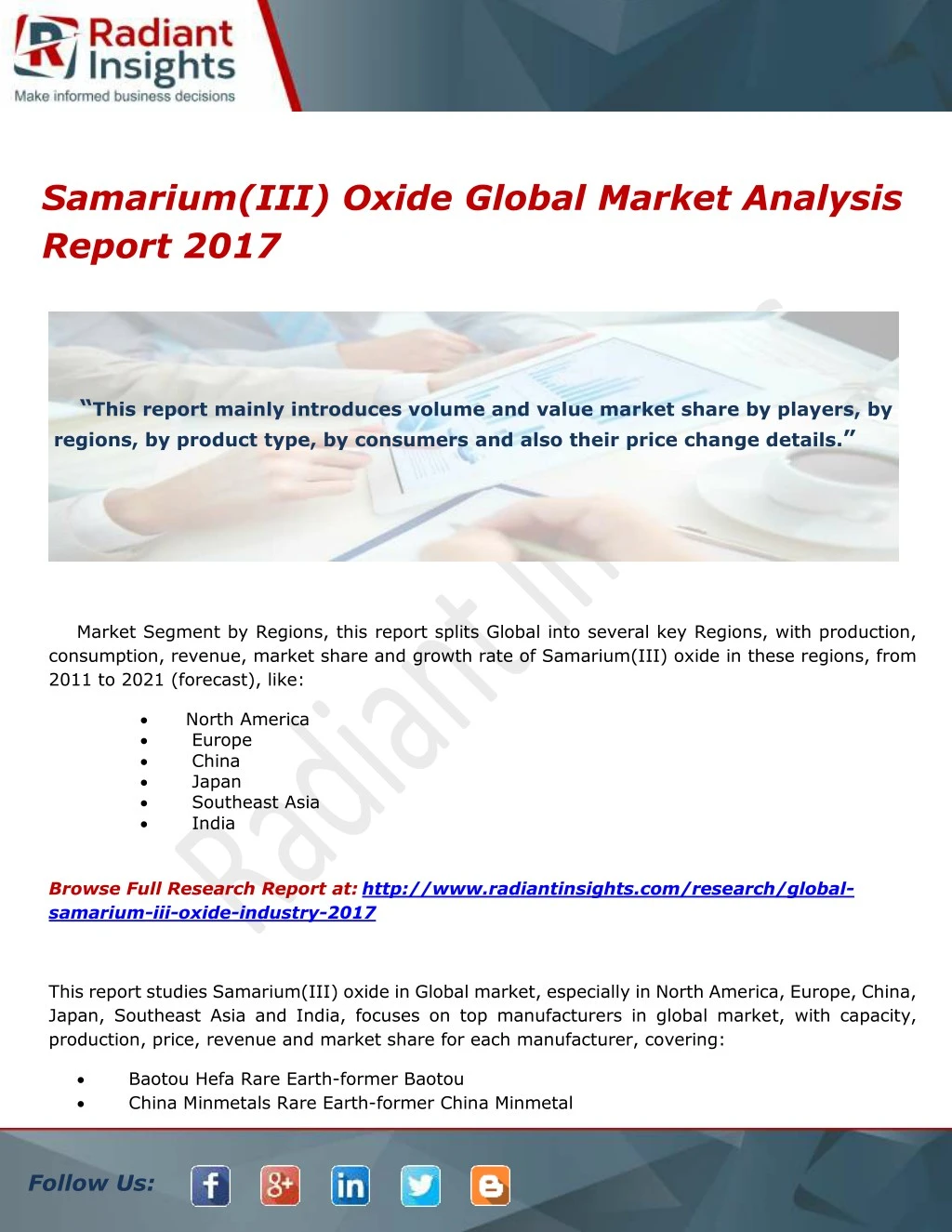 samarium iii oxide global market analysis report