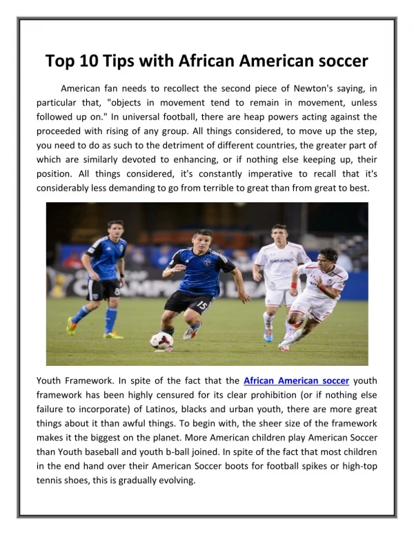 Top 10 Tips with African American soccer