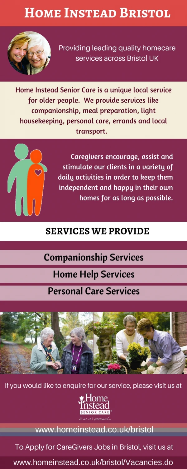 Caregivers for Senior Home Care Required in Bristol