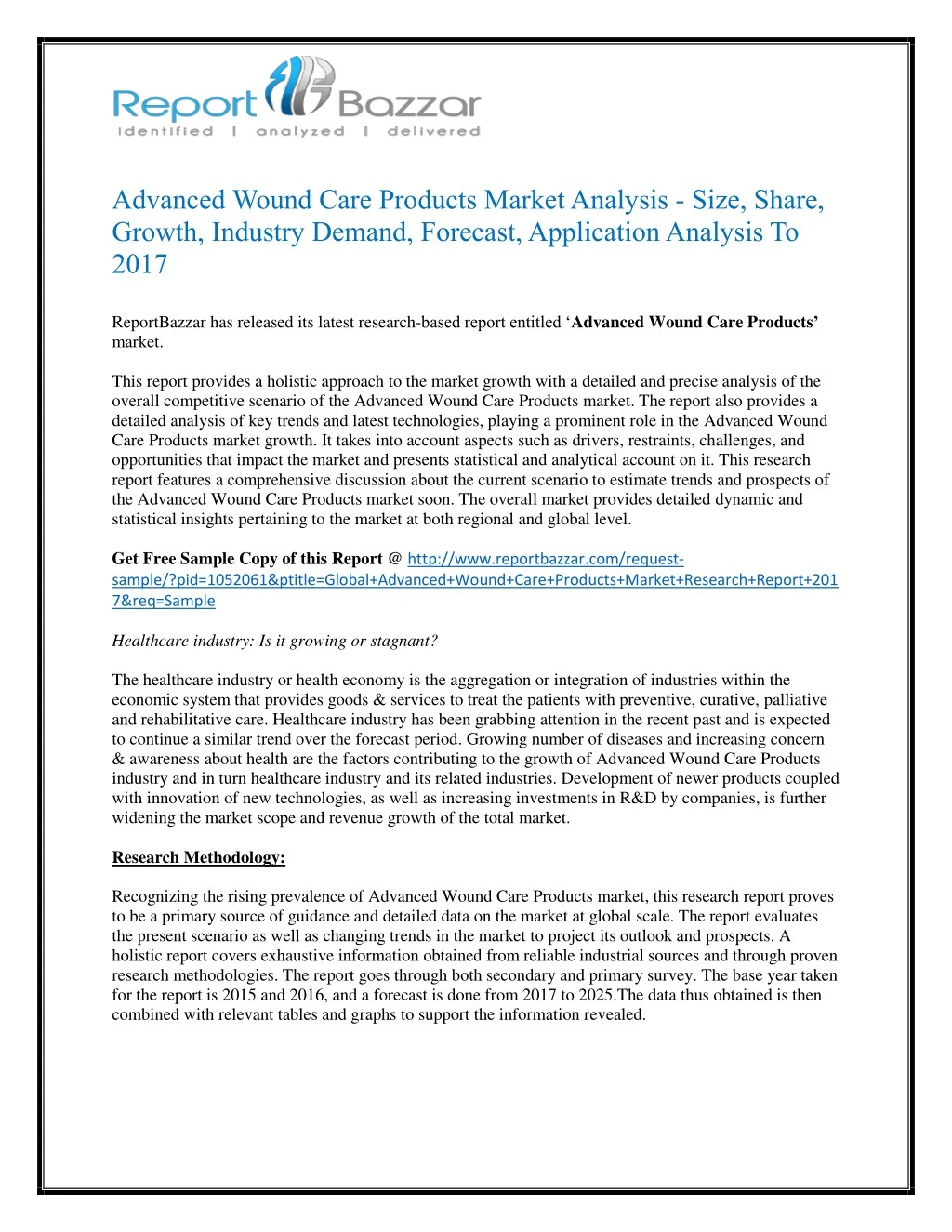 advanced wound care products market analysis size